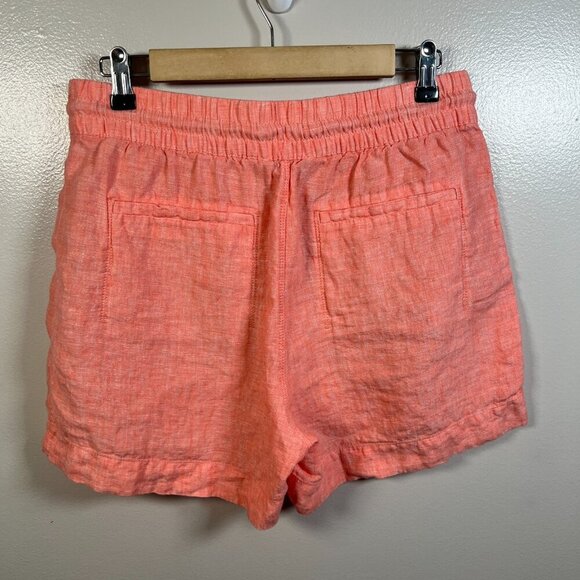 Athleta Retreat Linen Shorts Size 8 Coral Sunset Glow Beach Vacation Travel - Picture 2 of 9